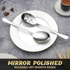 4 Piece Stainless Steel Serving Spoon Set - 2 Large, 2 Slotted,Dishwasher Safe,10-Inch, for Parties/Kitchen/Buffet/Catering
