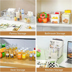 12 Pack Organizers and Storage, Pantry Organization and Storage Bins, Cabinet Organizer, Clear Plastic Storage Containers with Handle，Acrylic Storage Bins (4 Small&4 Middle&4 Large