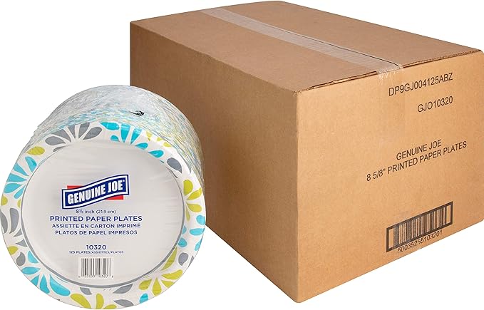 Genuine Joe Printed Paper Plates, 9" (Pack of 500)