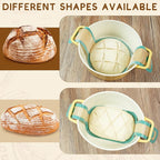 Sourdough Bread Baking Supplies Set, 10 Inch Oval Brotform & 9 Inch Round Banneton Bread Proofing Baskets with Linen Liner, Sourdough Starter Kit, Natural Rattan Shape Dough Proofing Bowl