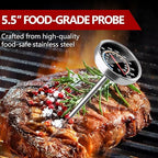 Meat Thermometer - Instant Read Food Thermometer with 5.5-Inch Stainless Steel Probe for Cooking, Steak, Bread, Chicken, Grilling, Milk, Tea & Coffee - 1.5-Inch Dial Kitchen Temperature (1PCS)