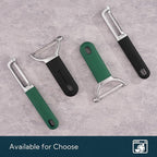 KITCHENDAO Swivel Vegetable Potato Peeler for Kitchen, Japanese Stainless Steel Sharp Blade, Heavy Duty Die-cast Construction, Built-in Eye Remover, Soft-touch Handle, Dishwasher Safe, Green