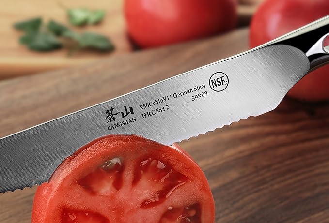 Cangshan N1 Series 59809 German Steel Forged Serrated Utility Knife, 5-Inch