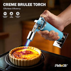 RAVS Butane Torch Lighter, Refillable Kitchen Torch with Safety Lock and Adjustable Flame, Creme Brulee Torch for Baking, BBQ, Blue Blow Torch for Cooking, Mens Gifts, Butane Gas Not Included