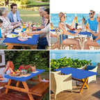 homing Rectangle Table Cloth Cover, Waterproof Polyester Elastic Fitted Tablecloth, Fits for 6 Foot Folding Tables, Washable Table Protector for Picnic, Camping, Outdoor (Blue, 36" x 72")