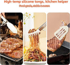 Kitchen Tongs,Set Of 3 Tongs with Silicone Tip for Cooking 9/12 Inch Stainless Steel Kitchen Tong for Meat,Food Grill,Salad,BBQ,Frying,Serving,Dishwasher (White, 9 Inch)