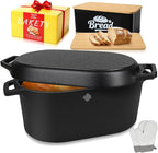 ARC Dutch Oven for Bread Baking, 3.6QT Oval Cast Iron Bread Loaf Pan with Lid, Bread oven for Sourdough, Sourdough Starter Kit Includes Bread Box & Heat-Resistant Oven Mitts