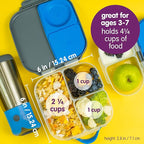 b.box Mini Lunch Box, Bento Box for Kids, Snack Container with 2 Leak Proof Compartments, Reusable Snack Containers with Lids, Kids Lunch Boxes Ages 3+, BPA Free, 4 1/4 Cup Capacity (Blush Crush)