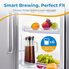 Cold Brew Coffee Maker, 1.4L/48Oz Cold Brew Pitcher | Ice Tea Maker with Airtight Glass Carafe, Filter, Non-Slip Base, Comfort Handle, Wide Spout (Grey)