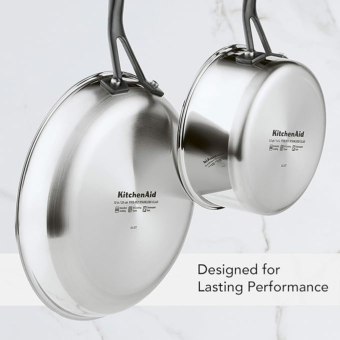 KitchenAid 5-Ply Clad Polished Stainless Steel Fry Pan/Skillet, 12.25 Inch