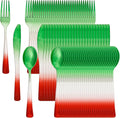 LIYH 120 Pcs Christmas Plastic Silverware - Green and Red Plastic Silverware for Xmas, Gold Cutlery Disposable for Christmas Day Holiday, Gathering