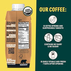 Wandering Bear Straight Black Organic Cold Brew Coffee On-the-Go - Extra Strong, Bold, Smooth, Unsweetened, Shelf-Stable, Ready to Drink, 100% Organic Iced Cold Brewed Coffee Drink -11 fl oz, 12 pack