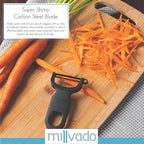 Vegetable Peeler, Swiss Made Sharp Peelers for Kitchen, Set of 3 Y Peeler for Potatoes, Apple Peeler, Vegetables, Fruits, Carbon Blade, Dishwasher Safe