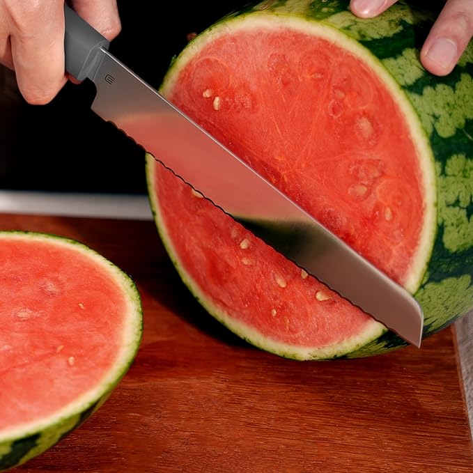 7.5" Serrated Bread Knife for Homemade Bread, Razor Sharp AR-RPM9 Steel & Innovative Wavy Edge, Professional Serrated Knife for Sourdough Bread Cake, Gift Box for Baker Home Chefs