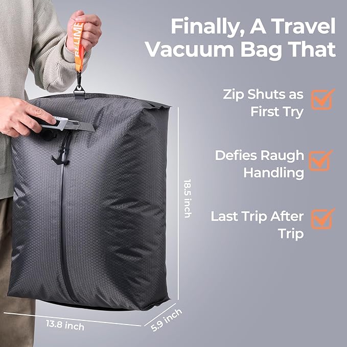 Classic Series Vacuum Bags for Travel Luggage with Wireless Pump, Compression Bags for Carry On Suitcases and Backpack, Vacuum Seal Packing cube for Cloth Packing ((2PC + PUMP Gray & Green)