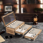 Knife Display Case, 3-Layer Pocket Knife Case Display & Storage Knives, Solid Wood Knife Case for Collections, Gift for Boyfriend Fathers Day Birthday Gifts(Brown)