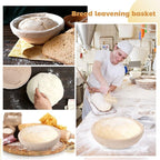 Set of 6 Bread Proofing Basket Round Bread Banneton Sourdough Bread Kit with Cloth Liner Plastic Scraper Dough Proofing Bowls for Home Sourdough Bakers Bread Making Supplies (9 Inch)