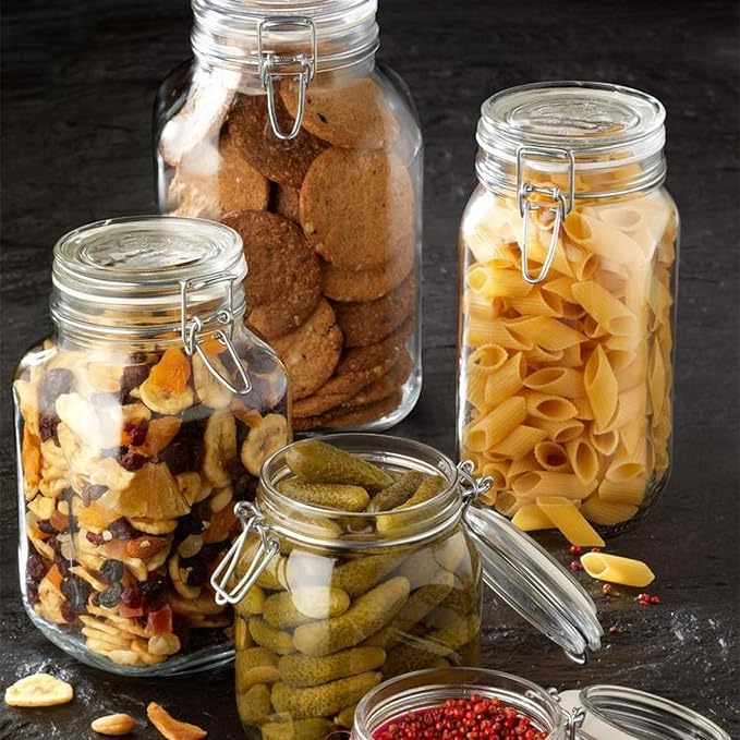 Bormioli Rocco Fido 5L Glass Jar - 169oz Airtight Storage with Metal Clamp & Rubber Gasket - Ideal for Fermentation, Home Canning, Dry Food Storage - Great for Kitchen Organization, Made in Italy