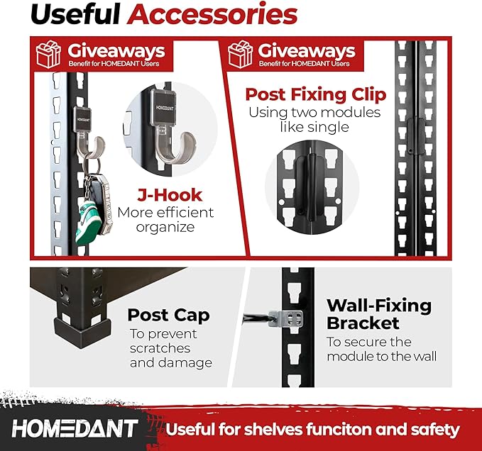 HOMEDANT 5 Tier Laminated Boltless Heavy Duty Garage Storage Adjustable Wide Size Metal Shelving Unit Utility Rack Shelves Organization Multipurpose Shelf Shed Warehouse 47.7"W x 24.1"D x 71.3"H 3Pack