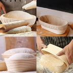 Sourdough Bread Baking Supplies, 2 Pack Banneton Bread Proofing Basket 10 inch Round & 10 inch Oval Proofing Bowls for Sourdough Bread with Liner Making Baking Fermentation Tools