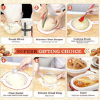 Sourdough Starter Kit,Banneton Bread Proofing Basket with Liner,Woven Bread Proofing Basket for artisan sourdough bread making,Sour Dough Bread Making Tools,Gifts for Bakers,Women,Mom,Wife