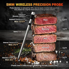 Meat Thermometer Wireless, 800FT Bluetooth Digital Thermometer with Smart APP, Temp Precise Improved by 100%, Instant Read Food Thermometer with Alerts for Oven Smoker BBQ Grill
