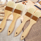 4 Pcs Natural Bristle Pastry Brush, Beech Wooden Handle Basting and BBQ Brushes for Cooking, Butter, Oil, Marinade, Grilling & Baking, Kitchen Food Brush (1.5 inch & 2 inch)
