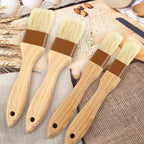 4 Pcs Natural Bristle Pastry Brush, Beech Wooden Handle Basting and BBQ Brushes for Cooking, Butter, Oil, Marinade, Grilling & Baking, Kitchen Food Brush (1 inch & 1.5 inch)
