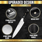 SliceElite Slice Series 8 Inch Chef Knife High Carbon German Steel Blade Pakkawood Handle with Polymer Blade Guard Professional Sharp Kitchen Knife for Meat Cutting Vegetable BBQ Cooking Chopping