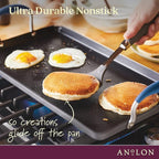 Anolon Advanced Home Hard Anodized Nonstick Double Burner/Flat Grill/Griddle Rack, 10 Inch x 18 Inch, Indigo