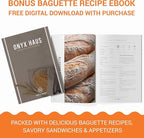 French Bread Kit - Baguette Pan for Baking, Silicone Baking Mat, Dough Cutter and Scraper, Bread Lame Cutter, & Bakers Couche Proofing Cloth - Nonstick Bread Pans for Homemade Bread Gift Set