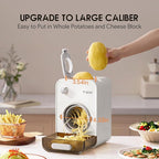 TER Electric Cheese Grater with 5 Blades – 5-in-1 Gourmet Vegetable Shredder for Carrot, Potato & More, 110mm Large Caliber, Built-in Blade Storage Box, Fast & Efficient Grating