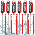6 Pcs Meat Thermometer Food Thermometer with Probe Water Liquid Instant Read Digital Thermometer Cooking Thermometer Supplies BBQ Kitchen Thermometer for Cooking Milk Yogurt (Red)
