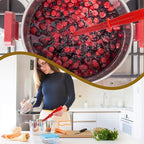 Meat Masher, 5 Curve Blade Hamburger Chopper, Heat Resistant Meat Masher for Ground Beef, Mix and Chop Kitchen Tool, Food Smasher Tool for Hamburger, Beef, Potato, Tomato, Avocado (Red)
