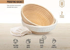 Banneton Bread Proofing Basket, Kook, Sourdough Proofing Bread Basket, Bread Banneton Proofing, Artisan Sourdough Making Baskets, 9 Inch Rattan Baskets and Cloth Liners, Set of 2, Round