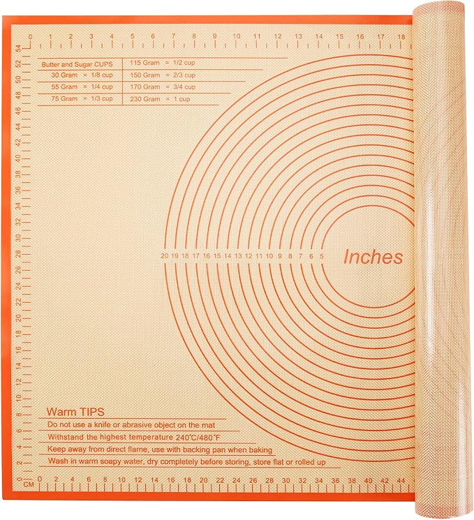 Pastry Mat 36x24 Inch Silicone Baking Mats Perfect for Dough, Pastry, Pie Crust, Fondant, Bread, Cookies, Pasta, Pizza, Kitchen Counter Mat