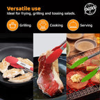 Popco 3-Piece Kitchen Tongs Set – Stainless Steel Heat Resistant Silicone Tips, Strong Comfort Grip, 3 Sizes (7, 9, 12 Inch), Non-Scratch, Dishwasher Safe, for Cooking, BBQ, Salad