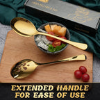4 Piece Stainless Steel Serving Spoon Set - 2 Large, 2 Slotted,Dishwasher Safe,10-Inch,Gold, for Parties/Kitchen/Buffet/Catering