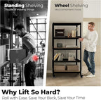 HOMEDANT House 5-Tier Metal Rolling Cart Shelf Rack Casters Heavy Duty Laminated Wheel Shelving Unit Adjustable Utility Storage Shelves Organizer Shelf Kitchen Garage 36.2" W x 16.5" D x 69.5" H 1Pack