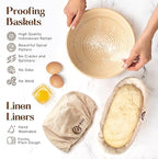 Sourdough Starter Kit with 10" Round & 11" Oval Banneton Proofing Basket and 34oz Starter Jar - Beginner-Friendly Sourdough Bread Baking Supplies and Baking Gifts for Women, Men, and Bread Bakers