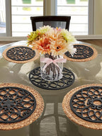 SMARTAKE 3 Set Silicone Trivet Mats, Multi-Use Carved Trivet Mat, Insulated Non-Slip Durable Kitchen Mats, Flexible Modern Kitchen Table Mat, for Hot Dishes, Pots, Dining Countertop, Black