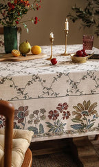 patdrea Designer Linen French Tablecloth for Rectangle Table,Fall Country Breathable Floral Tablecloths,Table Cover for Kitchen Dining,Tea Party,Christmas,Thanksgiving,63"x87"-Oliveirad