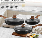 Vinchef 11" Non Stick Frying Pans, Skillet with Lid Used for All Stoves, Induction Non Toxic Cookware, Cooking Pans Nonstick Capable of Kitchen