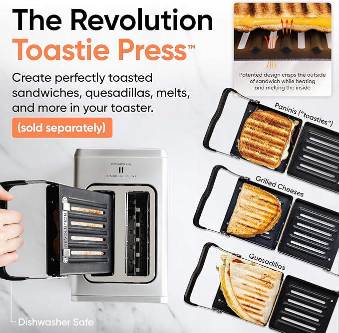 Revolution R180 Connect Touchscreen Smart Toaster with High-Speed InstaGLO Technology – Choose from 6 Bread Types, 7 Browning Levels, & Toastie Press Mode (Stainless Steel, 2-Slice)