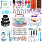 Gawren-H&E Cake Decorating Kit, 678pcs Cake Decorating Supplies Tools Kit with Cake Carrier,Rotating Turntable,Piping Bags and 74 Tips set,Cake Pan Set,Cake Baking Supplies for Beginners/Professional
