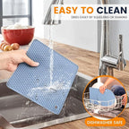 Silicone Trivet Mats 4 Heat Resistant Pot Holders Multipurpose Non-Slip Hot Pads for Kitchen Potholders, Drying mat, Jar Opener, Spoon Holder, Coaster(Nordic Blue)