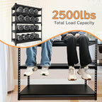 Adjustable Shelving Units and Storage, 48”W Garage Shelving Heavy Duty,2500LBS Loads 5-Tier Garage Storage Shelves, Metal Shelves for Living Room,Pantry,48”W×18”D×78”W,Black