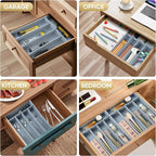 Silverware Organizer, 10 Inch Utensil Organizer Kitchen Drawer Organizer Bamboo Silverware Holder Cutlery Tray Organizer in Drawer Flatware Organizer Tray(5 slots, Gray）