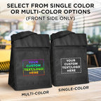 DISCOUNT PROMOS 10 Hook and Loop Insulated Lunch Bags Set - Customizable Text, Logo - Polyester, Durable, Vibrant, Reusable - Black