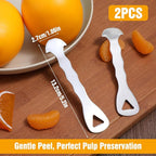 2Pcs Easy-to-Peel Orange Peeler Tool, Stainless Steel Citrus-Peeler, Left-Right Opening Citrus Peeler Tool, Hook Design for Easy Storage